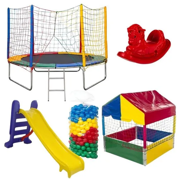 Kit Playground Cama Elástica 2,44m com Piscina de Bolinhas 1,00m Escorregador e Gangorra Rotoplay Brinquedos Kit Playground Cama Elástica 2,44m Piscina de Bolinhas Escorregador Rotoplay