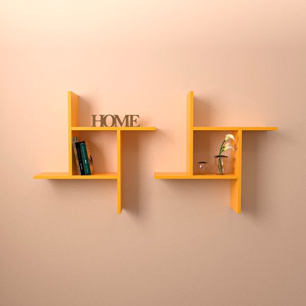 Nicho catavento MDF 60x60x14,5cm amarelo Muve