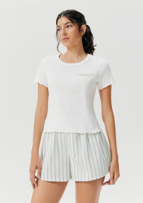 Pijama Curto Feminino Com Estampa Família - Off white P