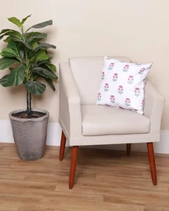 Almofada Suede 40cm x 40cm Estampa Floral Branca UN