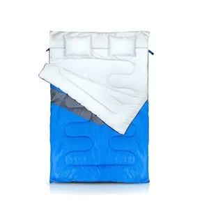 Saco de Dormir Kuple Casal Faixa de Temperatura -5 graus C a 5 graus C com Travesseiros e Bolsa Azul NTK Saco de Dormir Kuple Casal Faixa de Temperatura -5°C a 5°C Azul NTK