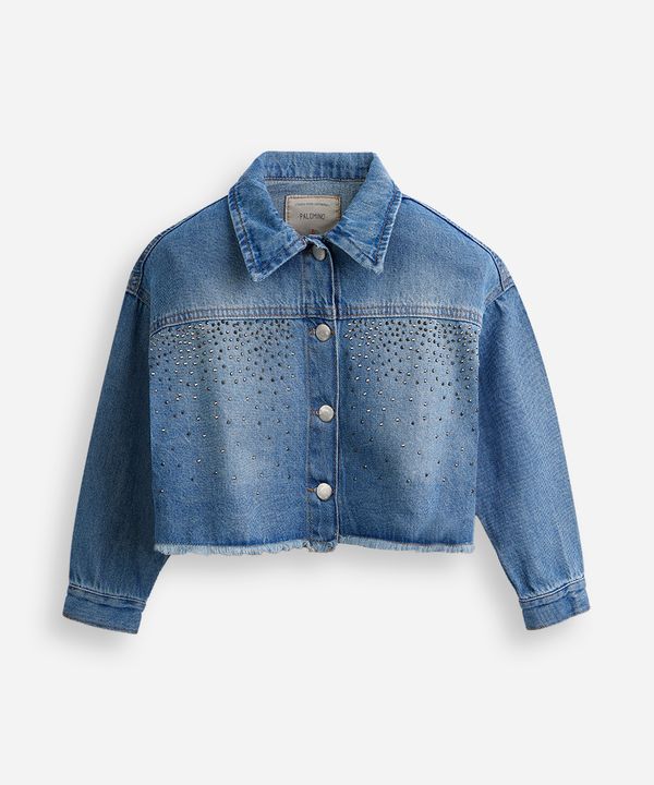 jaqueta infantil jeans com brilho azul 4