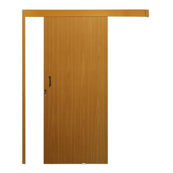 Kit Porta de Correr Madeira Lisa MGM Mogno Direita - 215x80