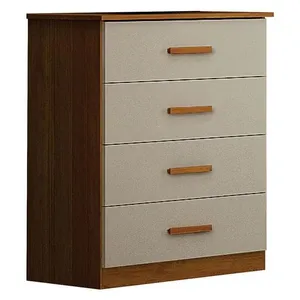 Cômoda Rubi 4 Gavetas em MDF com Puxador em Madeira Off White Cinamomo Cômoda Rubi 4 Gavetas Cinamomo Off White- Leifer Móveis