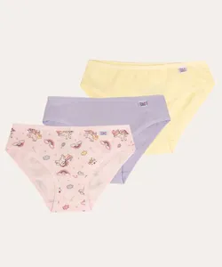 kit de 3 calcinhas infantil miss delírio colorido P