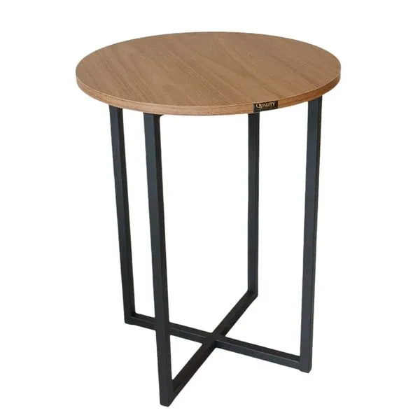 Mesa De Canto Decor Quality Modulados Freijó Base Metalom Preto (MP)