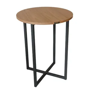 Mesa De Canto Decor Quality Modulados Freijó Base Metalom Preto (MP)