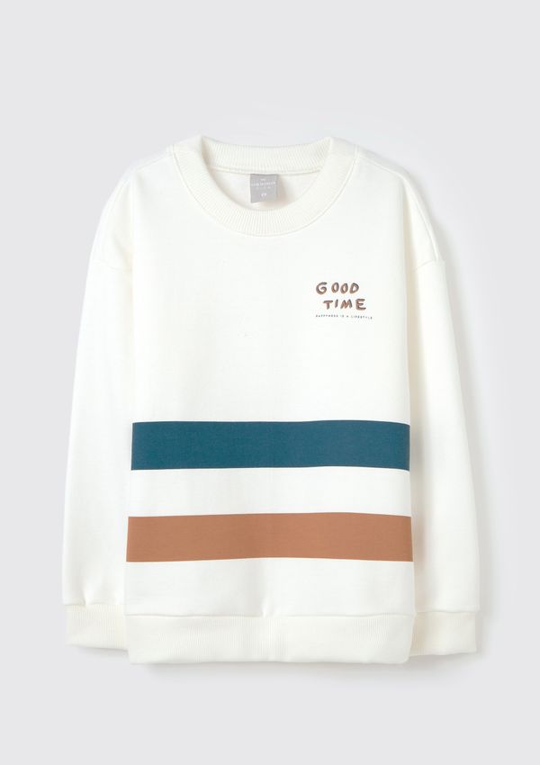 Blusão Infantil Menino Em Moletom Peluciado Estampado - Off white 012