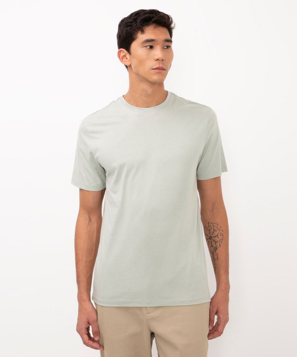 camiseta masculina de algodão básica manga curta verde P