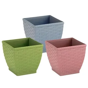 Vaso Cachepô Decorativo Rattan Mini Quadrado 14CM X 14CM de Polipropileno Injeplastec Vaso Cachepô Rattan Mini Quadrado 14CM X 14CM Polipropileno Injeplastec