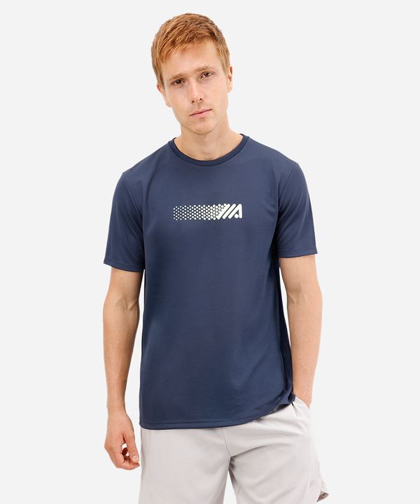 camiseta masculina esportiva manga curta azul M