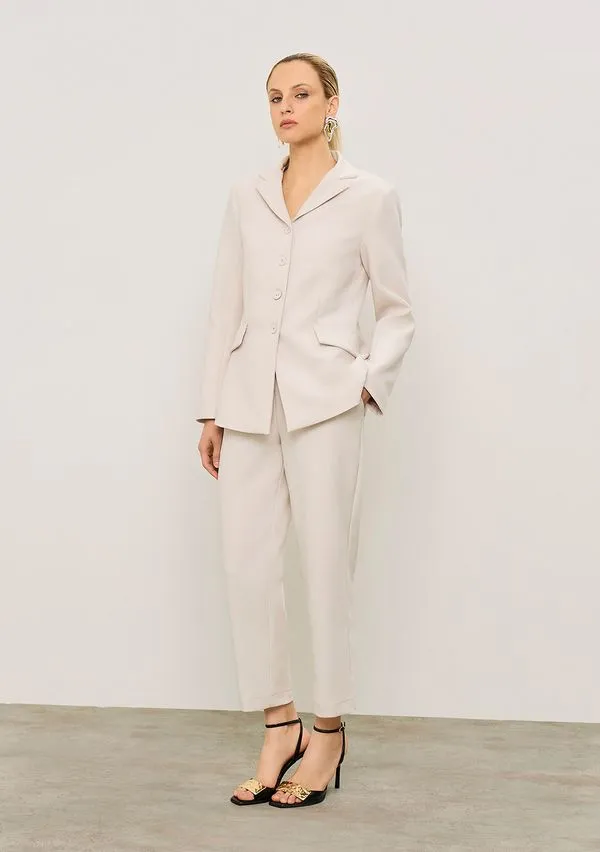 Blazer Iódice Ajustado Manga Longa Padrão Off White G