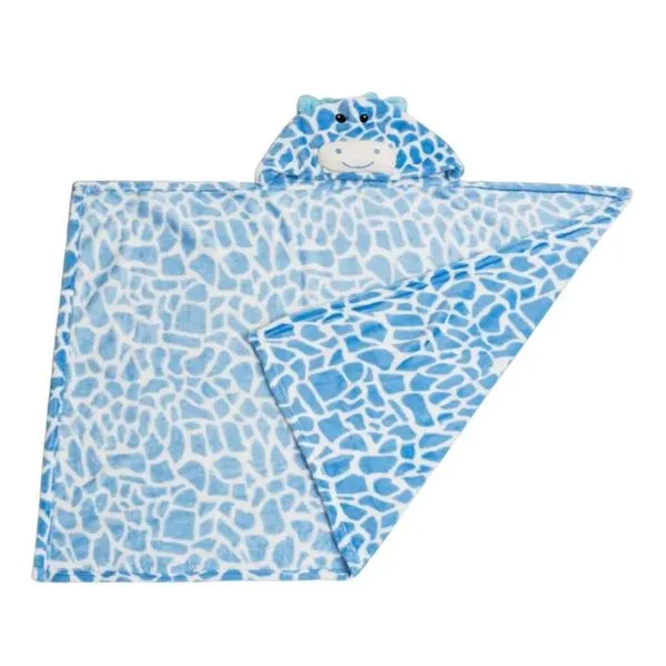 Manta Bebê Loaní Com Capuz Girafa Azul 70x100cm 8001 (MP)