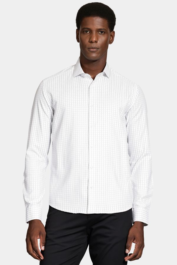 Camisa Slim Siena Classic Dobby Branco Com Preto - G