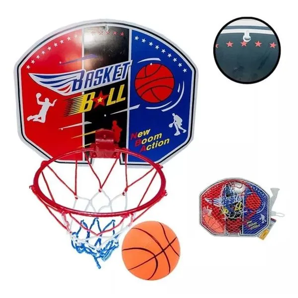 Tabela de Basquete Infantil com Bola Recreativa com Base Estável e Aro com Rede Flexível Well Kids Tabela de Basquete Infantil com Bola para Brincadeira e Coordenação Motora Well Kids