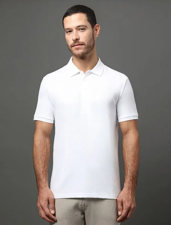 Polo Masculina Básica Smooth Cotton Calvin Klein - Branco Polo Masculina Básica Smooth Cotton Calvin Klein Branco p