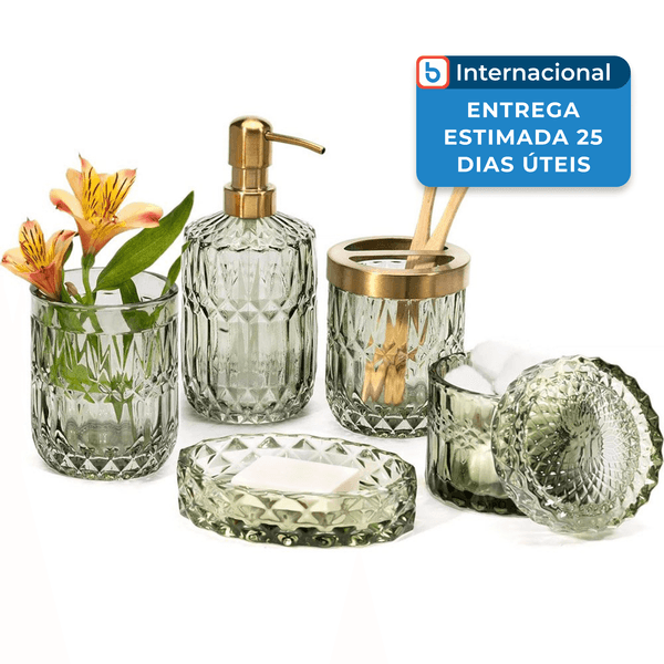 Conjunto De Acessorios Empo Com 6 Peças Para Banheiro Verde A-MBI