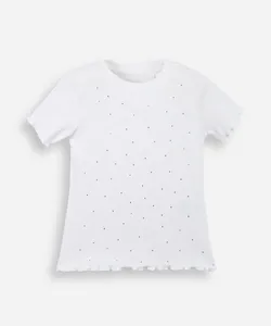blusa de algodão infantil canelada com brilho off white 10