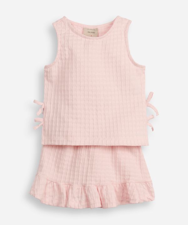 conjunto curto infantil de algodão texturizada rosa 8