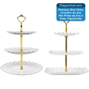 Conjunto de Suportes Grandes Torre de Cupcake Rauvolfia Branco A-BI
