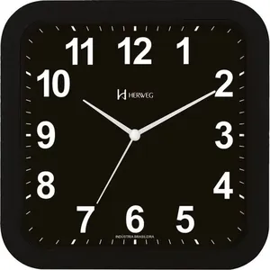 Relógio Parede Quadrado Quartz Preto 34 - Herweg