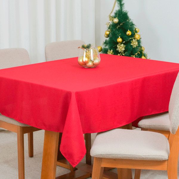 Toalha de Mesa 8 Lugares Oxford Maquinetado Natal Vermelha