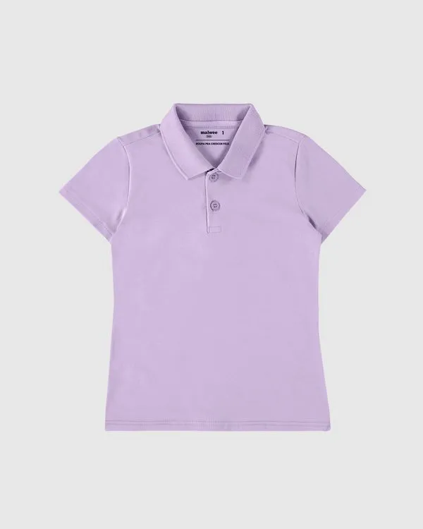 Blusa Polo Infantil Menina Em Algodão Malwee Kids Roxo - 6