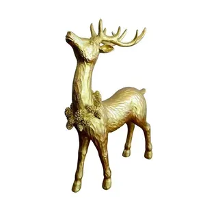 Rena Decorativa Ouro Luxo 31cm para Decoração de Natal em Pé com Acabamento Premium Dourado Tok da Casa Rena Decorativa Ouro Luxo 31cm para Decoração de Natal com Acabamento Premium Dourado Tok da Casa