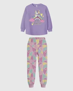 Pijama Infantil Menina Blusa E Calça Estampada Em Algodão Malwee Kids Roxo - 4