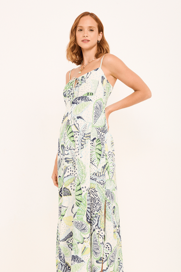 vestido midi iza amarração busto EST. LUAR TROPICAL G