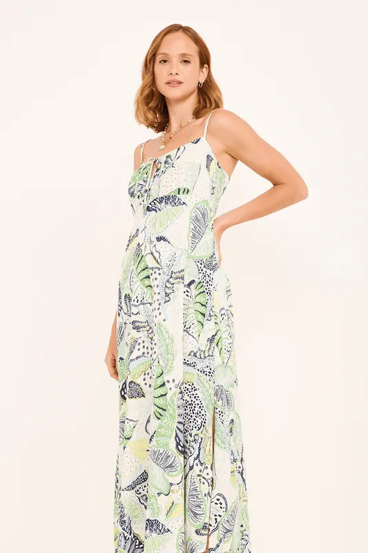 vestido midi iza amarração busto EST. LUAR TROPICAL G