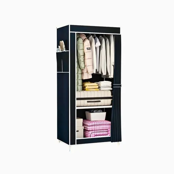 Guarda Roupa Closet Dobrável Organizador com Capa de Tecido 2 Prateleiras 1 Cabideiro Aço 56cm Cheguei BR Guarda Roupa Closet Dobrável Organizador com Capa de Tecido 2 Prateleiras Aço Cheguei BR