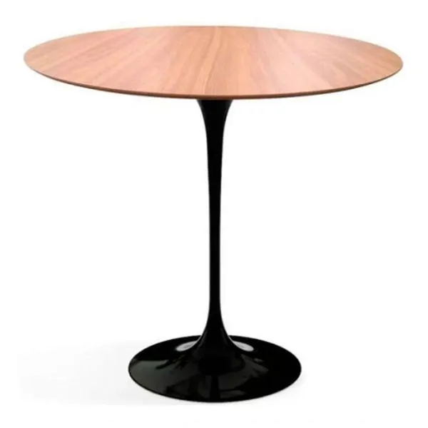 Mesa Lateral Tulipa Saarinen Redonda 51 Cm Tampo Freijó Cor Preto
