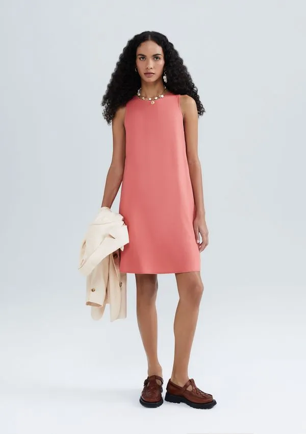 Vestido Básico Curto Trapézio Em Viscose - Rosa M