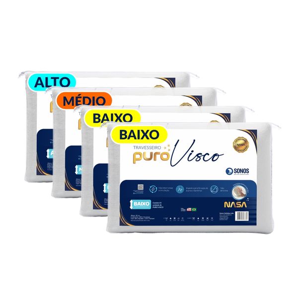 Kit Travesseiro Puro Visco Família Sonos 4 Peças