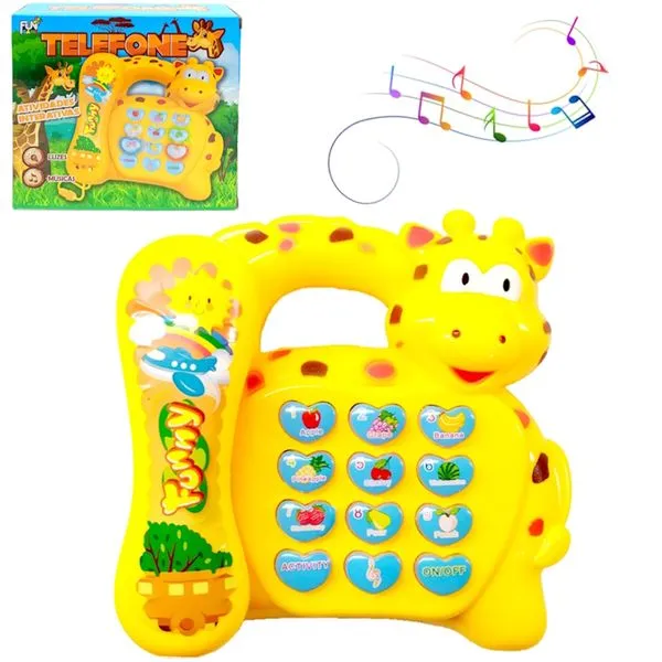 Telefone de Girafinha Musical Infantil Fone Com Luz Músicas Sons para Bebês