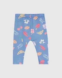 Calça Bebê Menina Cintura Com Elástico Em Algodão Malwee Kids Azul - 9M