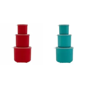 Conjunto de Potes 280ml/ 750ml/ 1,4L Plástico Cilíndrico Sortido 3 Peças 7732 - Top Line