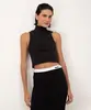 cropped gola alta de malha com brilho preto M