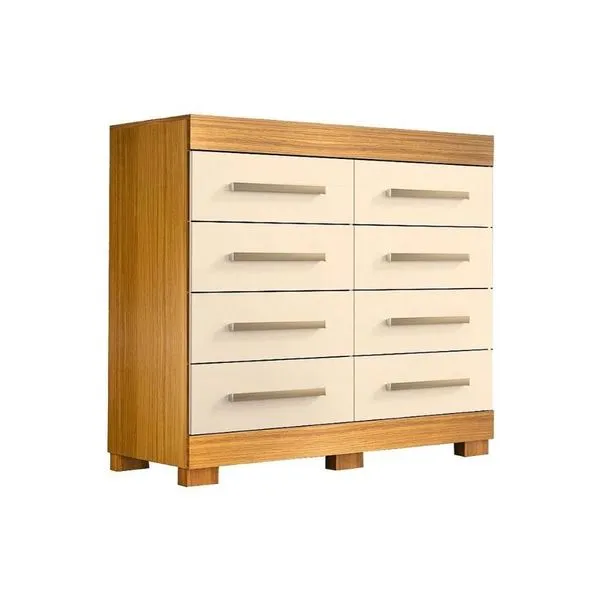 Cômoda Bebê Nalu 8 Gavetas em MDF com Puxadores Plástico Off White Nature Cômoda Bebê Nalu C/ 8 Gavetas Nature/off White - Acp