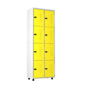 Armário Roupeiro Aço 8 Portas Academia Guarda Volume Amarelo