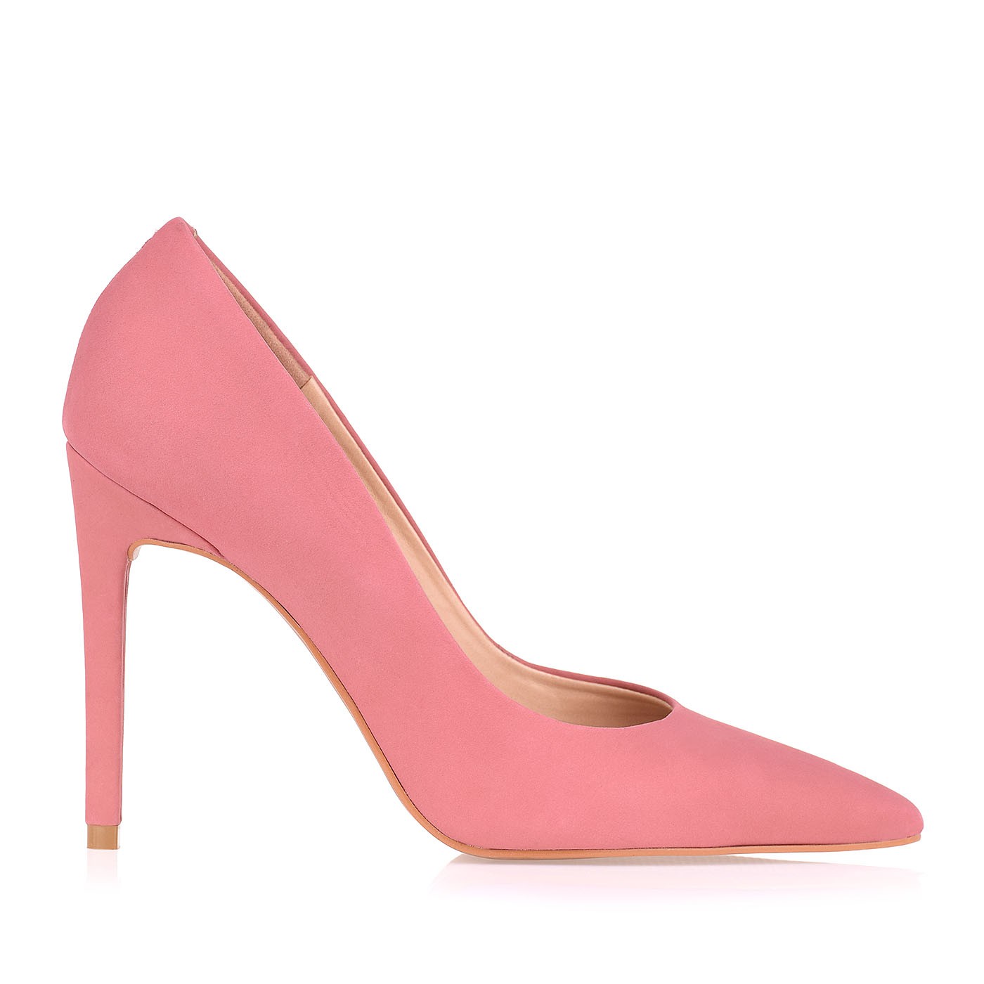 Scarpin Salto Alto Nobuck Rosa