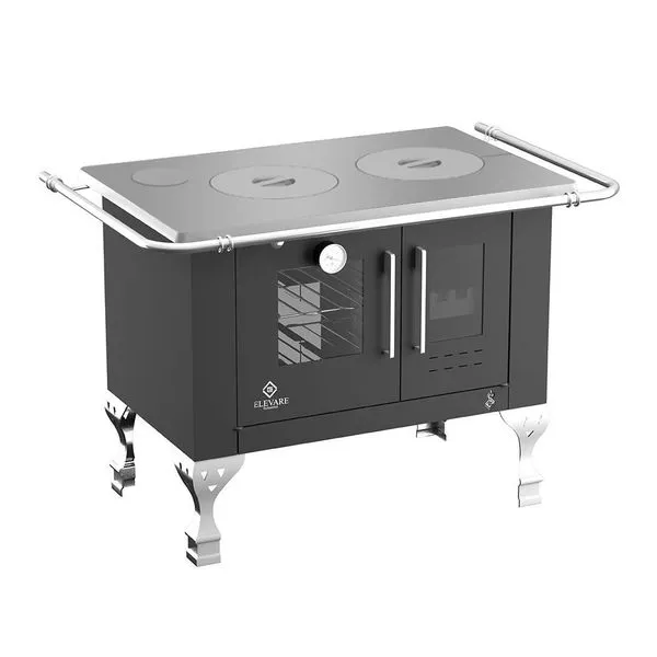 Fogão a Lenha com Forno Elegance Chefe N°01 Esquerdo Preto Chapa Alumínio Elevare Industrial Fogão a Lenha com Forno Elegance Chefe N°01 Esquerdo Preto Elevare Industrial