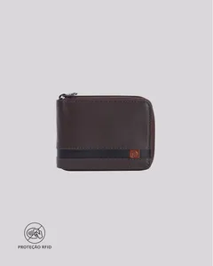 Carteira Masculina Couro RFID Clássica Zíper | Siena 533AV MARROM
