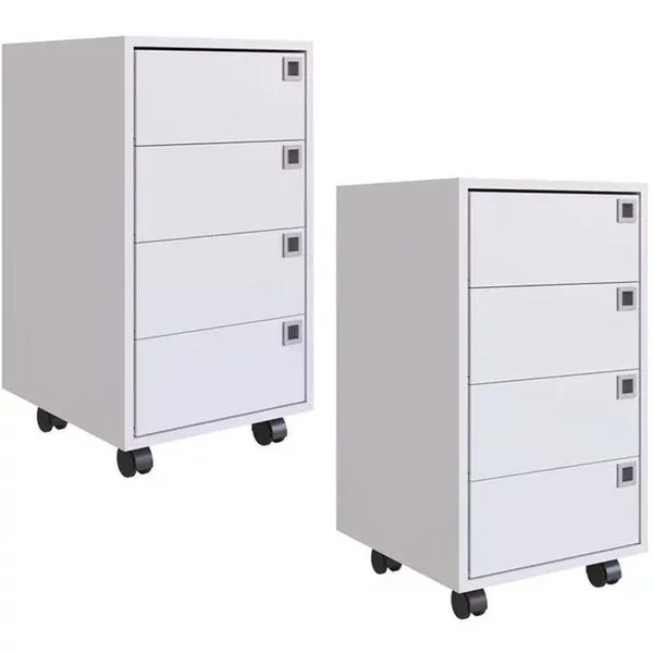 Kit 2 Gaveteiros Para Escritorio 4 Gavetas Ob001 Branco Pp Milani Store Branco