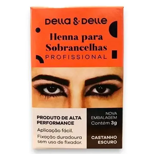 Henna Para Sobrancelha Della E Delle Castanho Escuro 3g