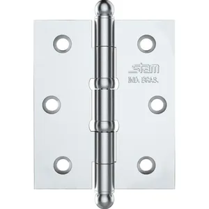 Dobradiça Pino E Bola 3" X 2.1-2" X 1,7mm Cromado Com 2 Anéis E Canto Reto - 42048 - Stam