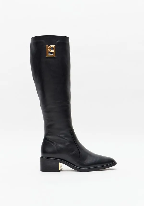 Bota Montaria De Couro Com Logo Lateral Preto 39