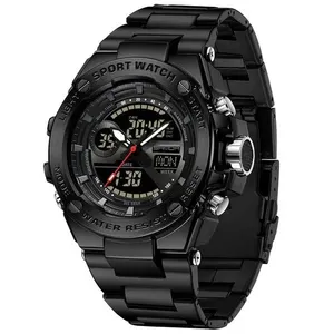 Relógio Dual Display Digital Com Pulseira Silicone Multifuncional Impermeavel Preto