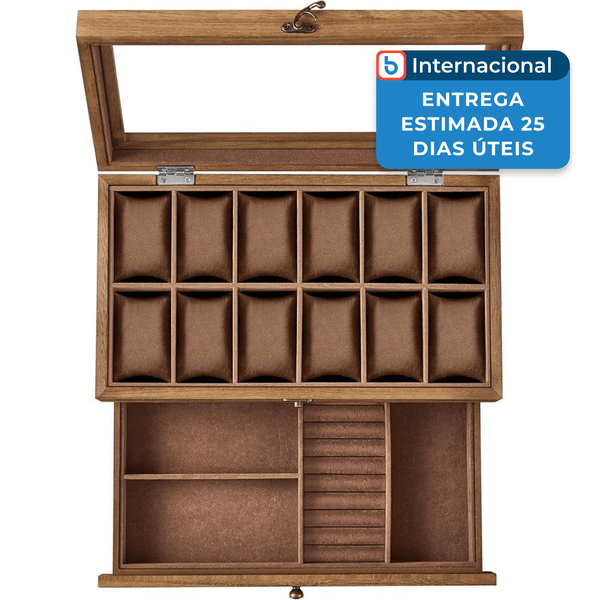 Porta-Joias 2 Camadas Songmics Nogal A-MBI